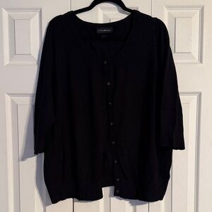 Lane Bryant Classic V-Neck Button Front Sweater in Black